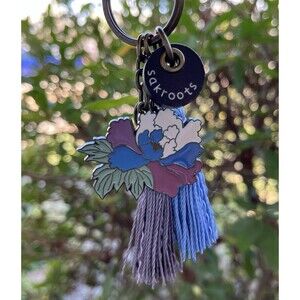 SakRoots Tassel Floral Flower Keychain Bag Charm Purse Clip Keyring Enamel Metal